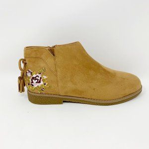 Comfort View Tan Embroider Crepe Sole Bootie SZ 9